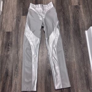 Maniere De Voir Metallic Faux Leather Pants